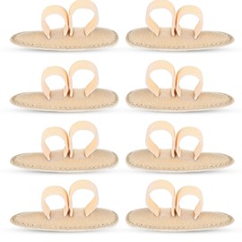 Woanger 8 Pcs Hammer Toe Crest Cushion Soft Straightener Buttress Pads Splint Reduces Pressure from Calluses and Hammer Toes, Medium, Right, Left (Two Toes,Beige)