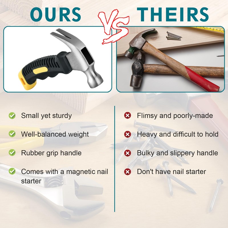 Small Claw Hammer - Mini Hammer for Women&Kids, Camping Hammer,