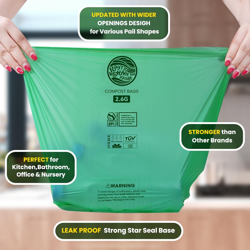 RAYTID Compostable trash Bags 2.6 Gallon Compost Bags for Kitchen