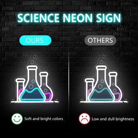 Jeanchrl Science Neon Sign Dimmable Classroom Neon Light for Wall Decor Chemistry Light Up Sign for Laboratory Chemical Flask LED Light Sign Wall Decor Back to School Gifts for Teacher Students