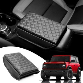 Mabett Center Console Cover for Ford Bronco Accessories 2021 2022 2023 2024 2025 2/4-door,Prevent Dog Scratches Center Console Pad Waterproof Armrest Cover,Armrest Seat Box Cover Protector(Black)
