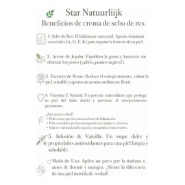 Crema Hidratante Sebo De Res Starnatuurliijk 100ml.