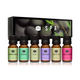 P&J Fragrance Oil Spa Set | Aloe, Bamboo, Green Tea, Lotus Blossom, Lavender, Cucumber Melon Candle Scents for Candle Making, Freshie Scents, Soap Making Supplies, Diffuser Oil Scents