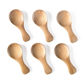Hefild 6pcs Small Wooden Spoons, 3.2inch Small Wooden Spoons for Honey, Yellowish Mini Wood Teaspoons for Tiny Eating Ice Cream Jars Spice Condiments Tea Bath Salt Coffee Sugar Jam Mustard Seasoning