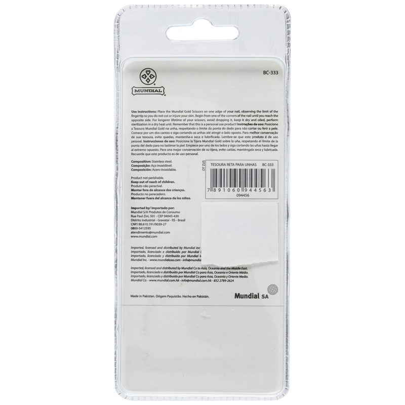 Mundial Bc-333 Gold Nail Scissors 3.5 in. Straight by Mundial