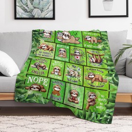 Soft Flannel Sloth Throw Blanket for Girls Boys Kids - Warm All Season Lap, Chair, Sofa Blanket for Sloth Lovers - 50"x40"
