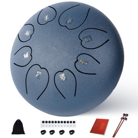 Rain Drum for Outside,6 Inch 8 Notes Steel Tongue Drum Navy, Ethereal Drum for Rain 2025, Hand Pan Drum Instrument with Drum Bag, Mallets for Meditation Yoga, Musical Instrument Gift for Adult, Kids