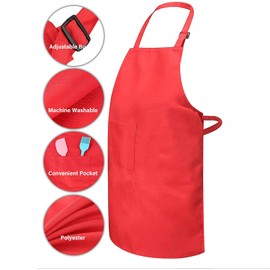 SoftcuteLee Kids Apron Kids Chef Outfit Children Aprons Painting with 2 Pockets Adjustable Bib Chef Apron for Boy Girl Gift Painting Cooking and Baking Wear Kitchen Toddler Age 6-13 Years (2 PCS)