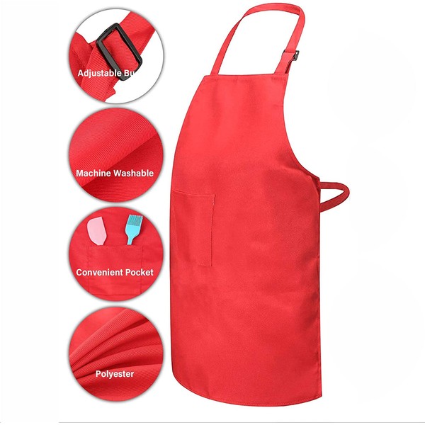 SoftcuteLee Kids Apron Kids Chef Outfit Children Aprons Painting with 2 Pockets Adjustable Bib Chef Apron for Boy Girl Gift Painting Cooking and Baking Wear Kitchen Toddler Age 6-13 Years (2 PCS)