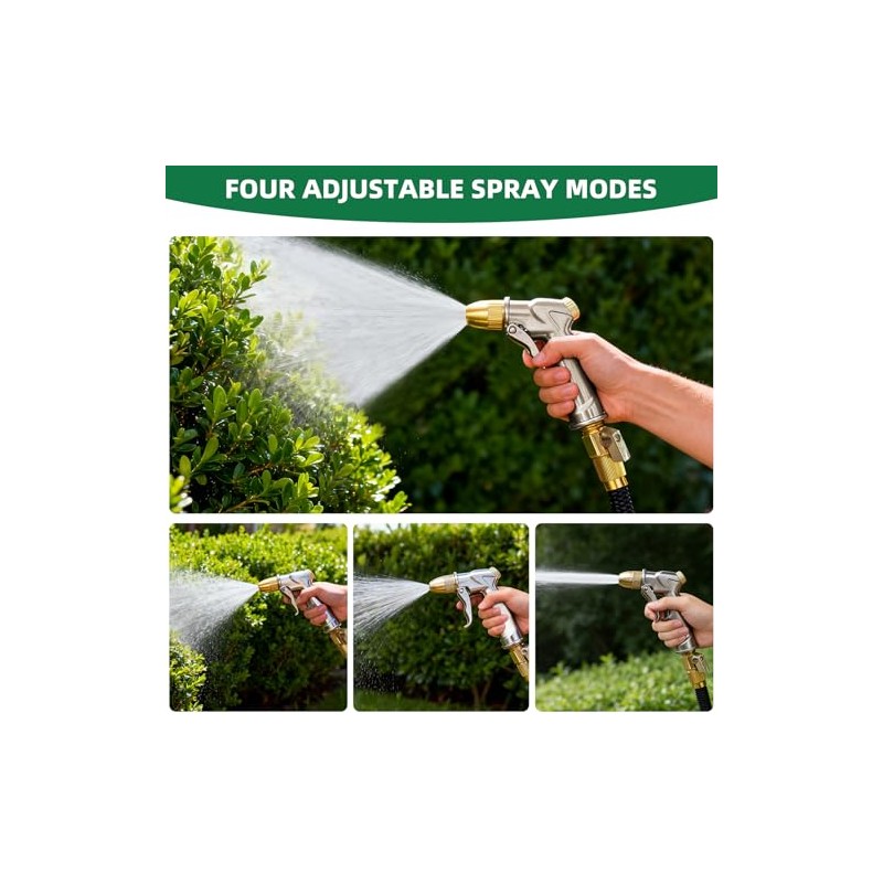 ARXIVE Heavy Duty Metal Hose Nozzle with 4 Adjustable Spray