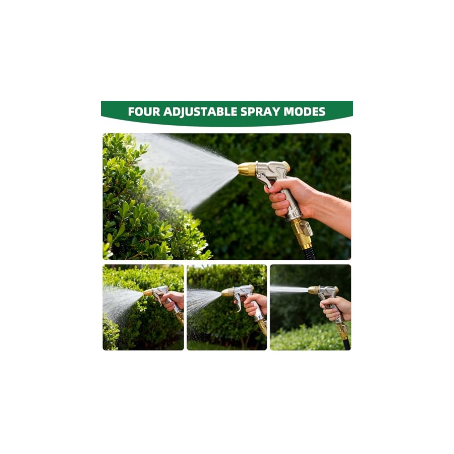 ARXIVE Heavy Duty Metal Hose Nozzle with 4 Adjustable Spray Patterns