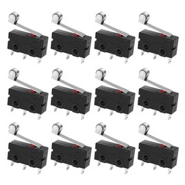 Micro Limit Switch, 12 Pcs Momentary Limit Switch SPDT 1NO 1NC, 3 Pin Micro Switch with Lever AC 5A 125V 250V by MUZHI