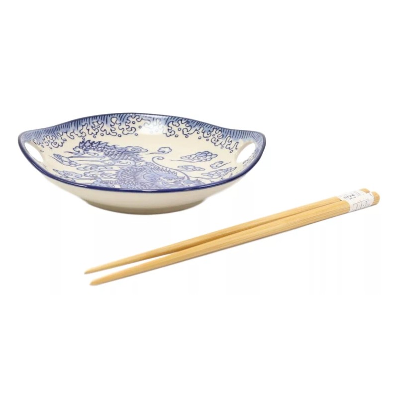 Ebros Gift Blue Feng Shui Dragon Small Appetizer Coupe Plate