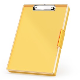 Rimilak Plastic Clipboard with Storage, Side Opening with 2 Compartment, Size 13.3 x 9.4 x 1.5 Heavy Duty High Capacity Nursing Box for Work School & Office Supplies, Yellow