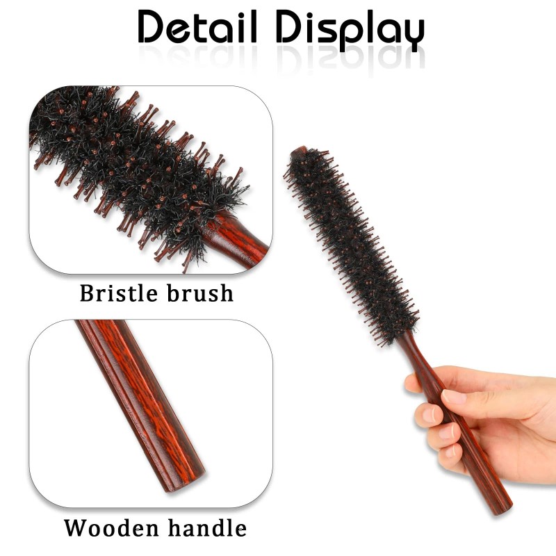 Boar Bristle Hair Brush for Women and Men, Small round