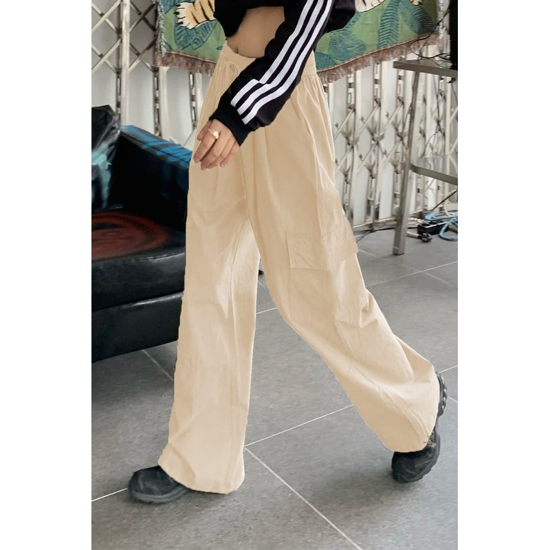 HVEPUO Womens High Waist Cargo Pants Y2K Wide Leg Cotton