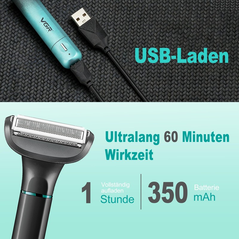 VGR 625 3-in-1 Men's Intimate Shaver, Wireless Body Razor