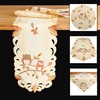 Owl Table Runner Tablecloth Linen Look Cream Beige Autumn Leaf