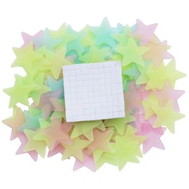 100Pcs Stars Glow in The Dark Luminous Fluorescent Plastic Wall Stickers Full Colour 3cm