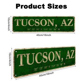 LINStore Tucson, AZ City Sign Vintage Metal Wall Art Office/Home/Classroom Decor 4” x 16”