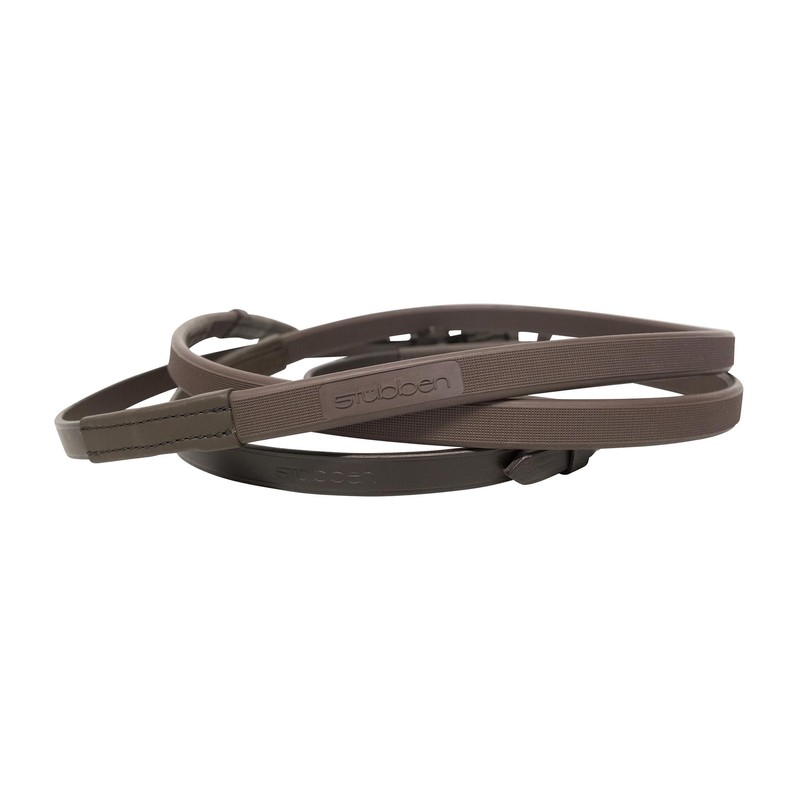 Stübben Rubber Reins Slimline 1/2 Inch with Bridle Hook Ebony
