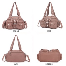 Angel Kiss Hobo Crossbody Purses for Women Shoulder Bag Multipocket Soft Hobo Purses Removable Strap Leather Handbags