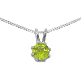 925 Sterling Silver Real Natural Peridot Womens Pendant & Chain Necklace - Chain length 18