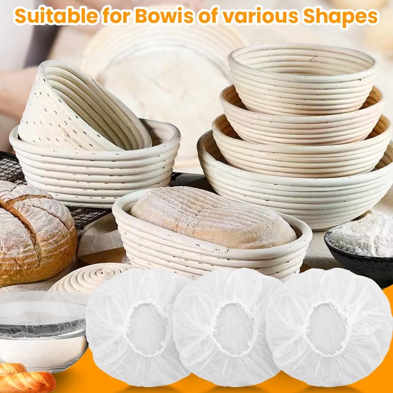 100PCS Bowls Covers and 1pc Dough Scraper for Bread Proofing