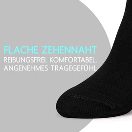 Geesy Bamboo Trainer Socks 6 Pairs Unisex Flat Lace Barely Visible, Ideal for Men and Women, Black & White, Size 6-8 & 9-11, black