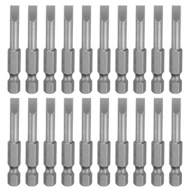 HARFINGTON 20pcs SL5 Slotted Screwdriver Bits 5.5mm Slotted Tip 1/4" Hex Shank 50mm (2") Long Magnetic Flat Head S2 Steel Screw Driver Drill Bits Industrial Power Screwdriver Bit