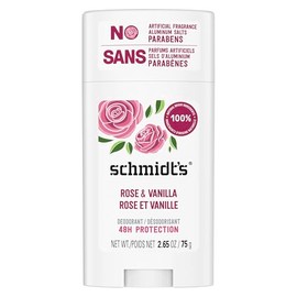 SCHMIDT'S, Desodorante Natural para Mujeres y Hombres, Desodorantes en Barra, Aroma a Rosa y Vainilla, Ingredientes Naturales, Sin Sales de Aluminio, Protección por 24 horas, 75 g