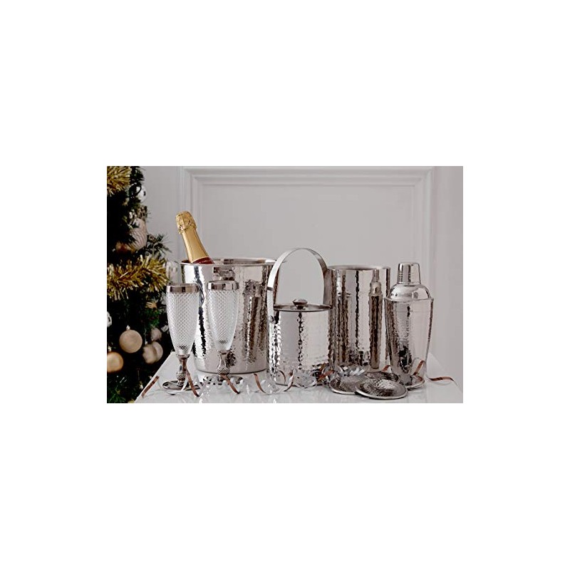Premier Housewares Coasters - Set of 4, Hammered Stainless Steel,