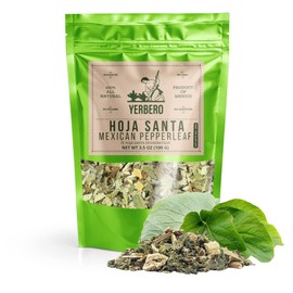 Yerbero - Premium Loose Hoja Santa Tea 3.5 oz (100 gr) | Hoja Santa Te Herbal (Tallos & Hoja Deshidratada) | Makes 30+ Cups | Mexican Pepperleaf | Dehydrated Leaf & Steams |Stand Up Resealable Bag |