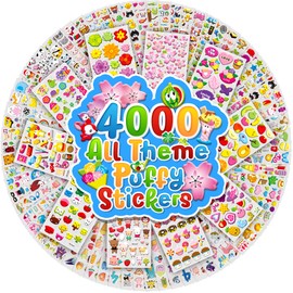 Puffy Stickers for Toddlers,4000+ Cute 3D Sticker,80 Different Sheets of Kawaii-Stickers for Kids Girls Boys, Small Tiny Animal Stickers Bulk for Party Favors, Teachers Reward, Scrapbooks Craft