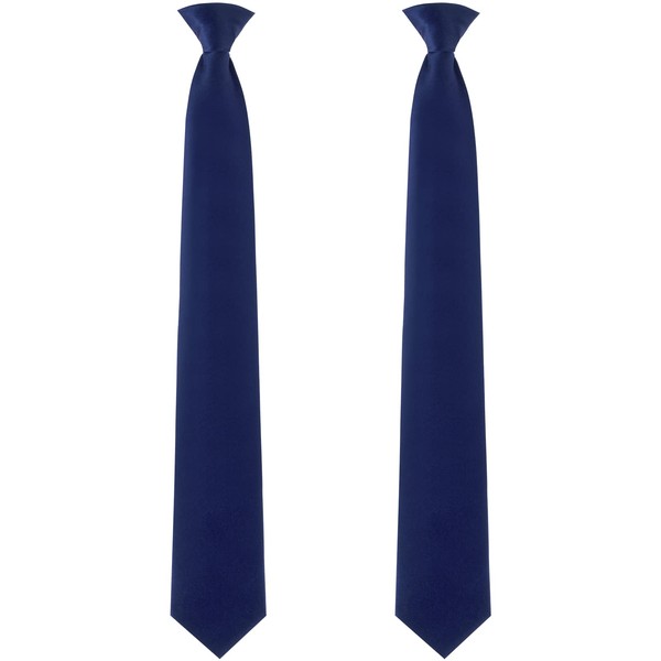 2 corbatas de clip para hombre, color sólido, para oficina, escuela, 2 unidades, Azul marino, 20"