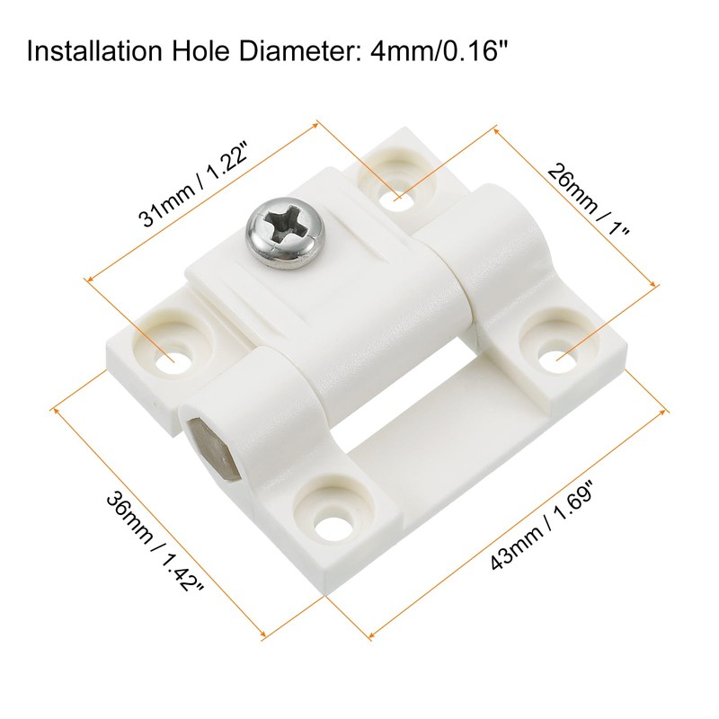 sourcing map 2Pcs Adjustable Torque Hinge, 43x36mm Plastic Countersunk Holes