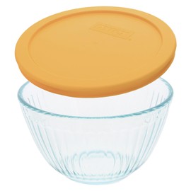 Pyrex 7401 3-Cup Sculpted Glass Mixing Bowl & 7401-PC 3 Cup Lemon Drop Yellow Lid