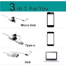 USB Otoscope, 1.3 Megapixels 720P HD Ear Endoscope Camera,3 in 1 USB Ear Scope Earwax Remover Tool for Micro USB,USB-C Android Phone,Windows MAC PC – 2 Meters (White Blue)