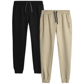 Spyder Mens Active Jogger Sweatpants - 2 Pack Athletic Fleece Workout Gym Joggers with Pockets and Drawcord (Sizes: S-XXL), Size Medium, Black/Cloud