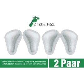 Green Feet 2 Pairs Orthopaedic Metatarsal Pads White Leather Pads in T-Shape Splayfoot Unisex Adult Insole Double Pack (White, Numeric_41), White