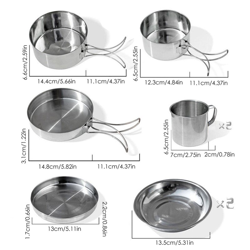 LHYSMYX Outdoor Stainless Steel Camping Cookware Set Portable Bowl Barbecue