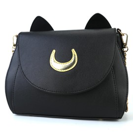 LoveWLC Moon Luna Cat Purses,Pu Goth Cosplay Moon Sailor Bag Handbag Shoulder Bags for Girl Women