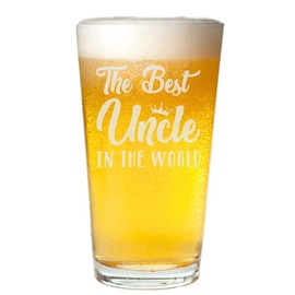 Veracco The Best Uncle In The World Birthday Gifts Father's Day For New Dad Daddy Uncle Beer Pint Glass (Clear, Glass)