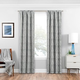ECLIPSE Naya Mid Century Modern Blackout Thermal Rod Pocket Window Curtain for Bedroom (1 Panel), 37 in x 95 in, Grey
