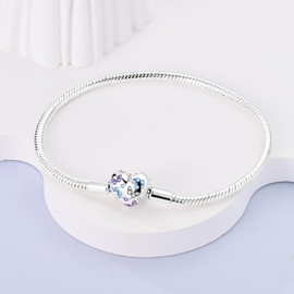 Parmuz 925 Sterling Silver Charm Bracelet for Woman Snake Chain Bracelet Star Moon Butterfly Cute Iconic Moments European Bracelet Jewelry Gift for Woman