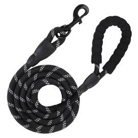 SunGrow Nylon Dog Leash, Pet Training Tool with Padded Handle & Heavy-Duty Metal Clasp, Reflective, Lightweight & Travel-Friendly Design for Small, Medium, and Large Dogs, 72” (3 ft), Black, 1 Pc. 