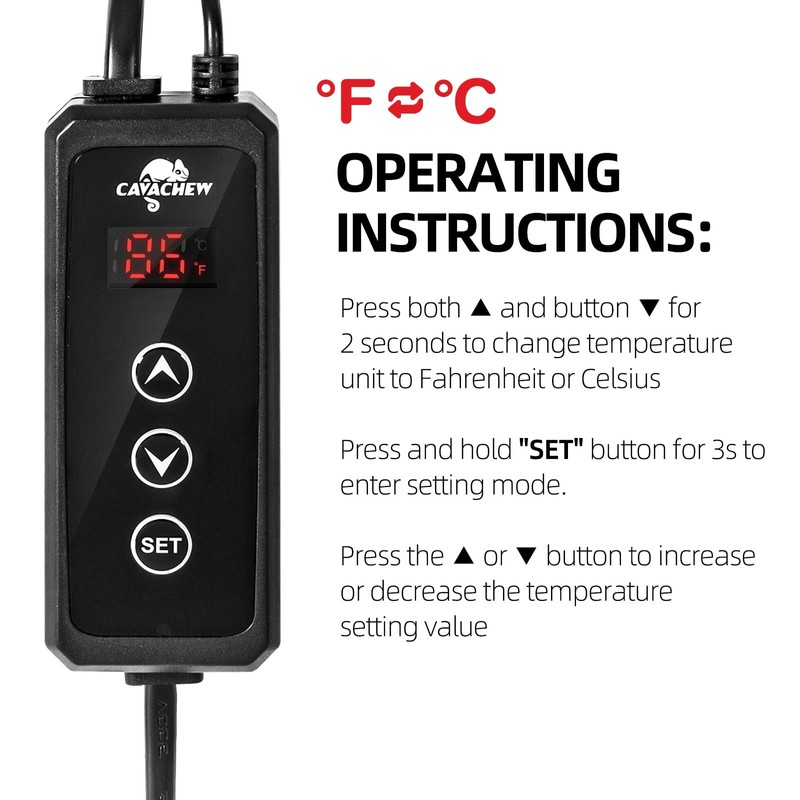 CAVACHEW Dimming Thermostat Reptile, Thermostat for Reptile Heat Lamp Mats