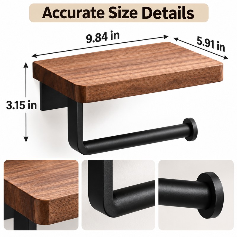 Wooden Toilet Paper Holder Wall Mount – Bathroom WC Roll