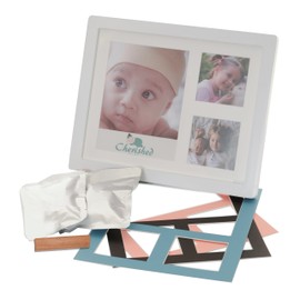 Cherished Baby Handprint and Footprint Photo Frame Clay Kit with 4 Colour Backing Cards – Customisable Newborn Hand & Feet Print Memorable Keepsake Gift for Boys and Girls Nursery Walls