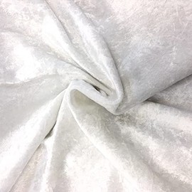 Fancy Textiles Premium Glitz Crushed Velvet Stretch Velour Fabric Material 60'' Wide (White, 1 Meter(pre Cut))